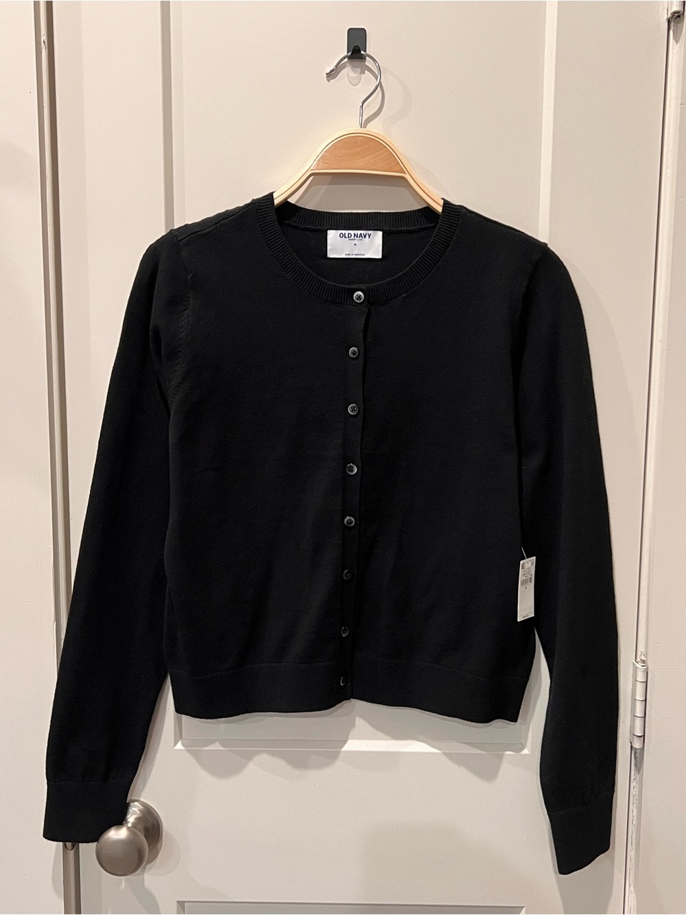 Old Navy Black Crewneck Button-Up Cardigan